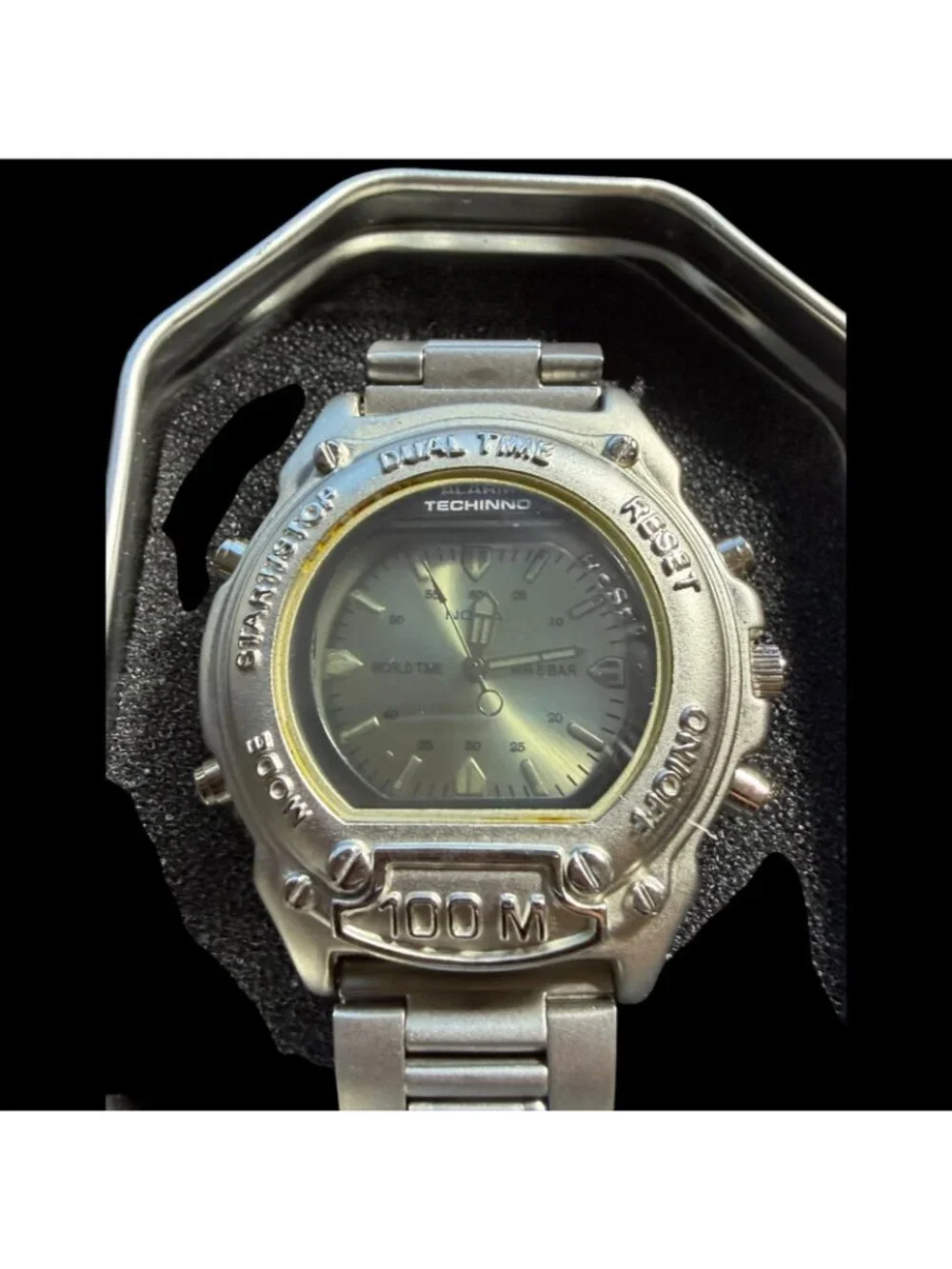 TECHINNO Dual Time Analog Digital World Time Alarm 100M Wristwatch Nokia Box